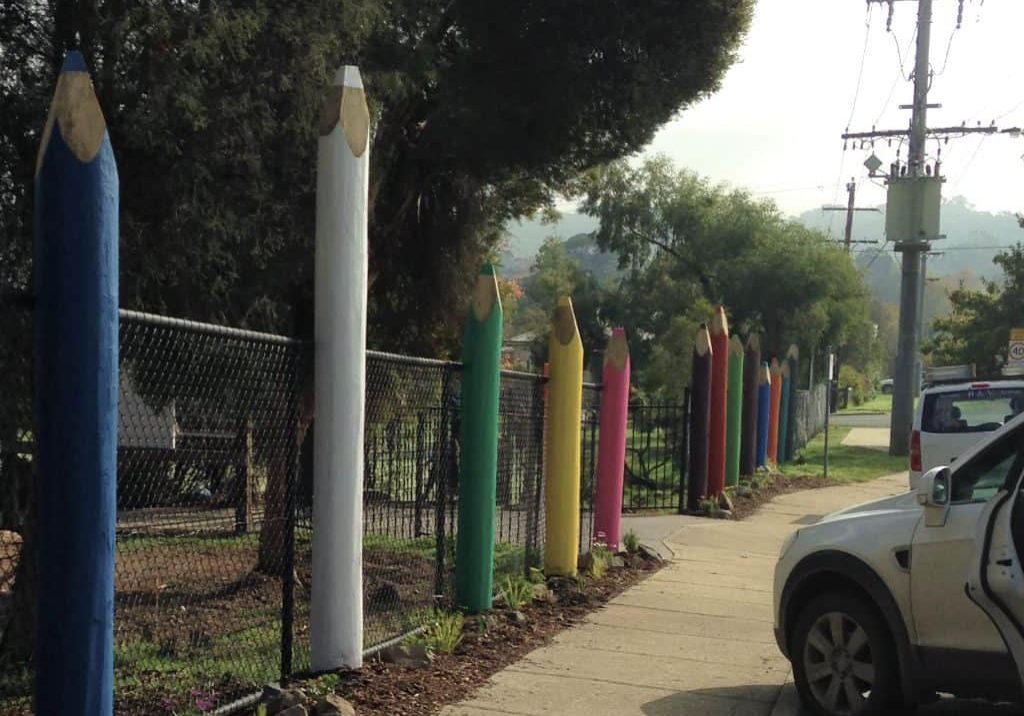 Pencils at front gate